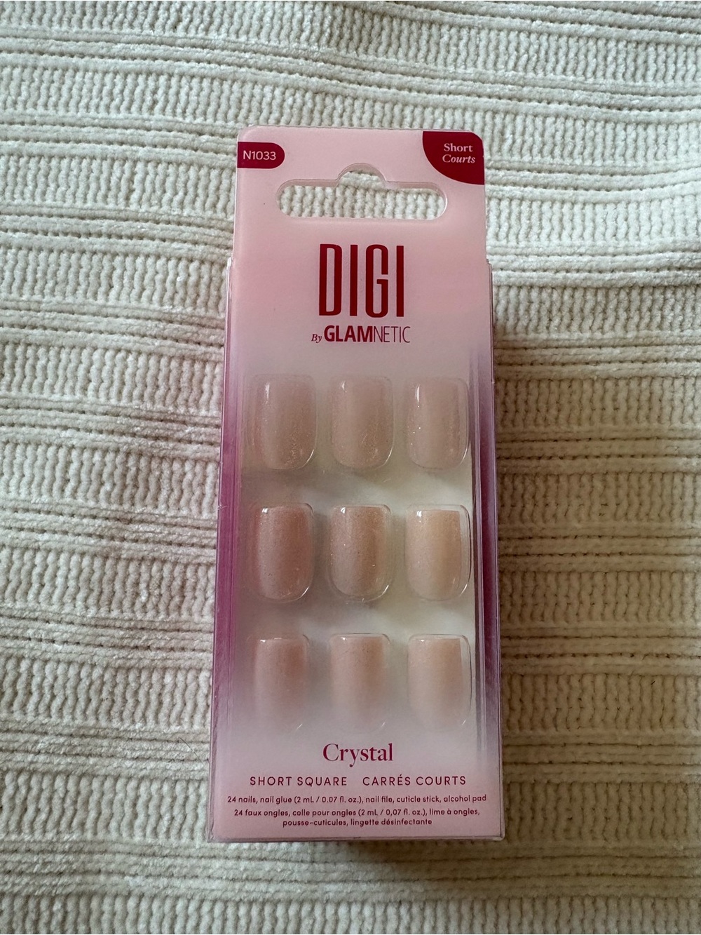 DIGI by GLAMNETIC Crystal Short Square Press-On Nails - Soft Pink